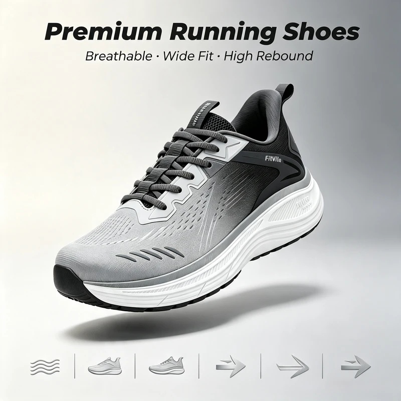 Fitville Men's Sports Sneakers - Wide Toe Box Running Sneakers 评论和价格