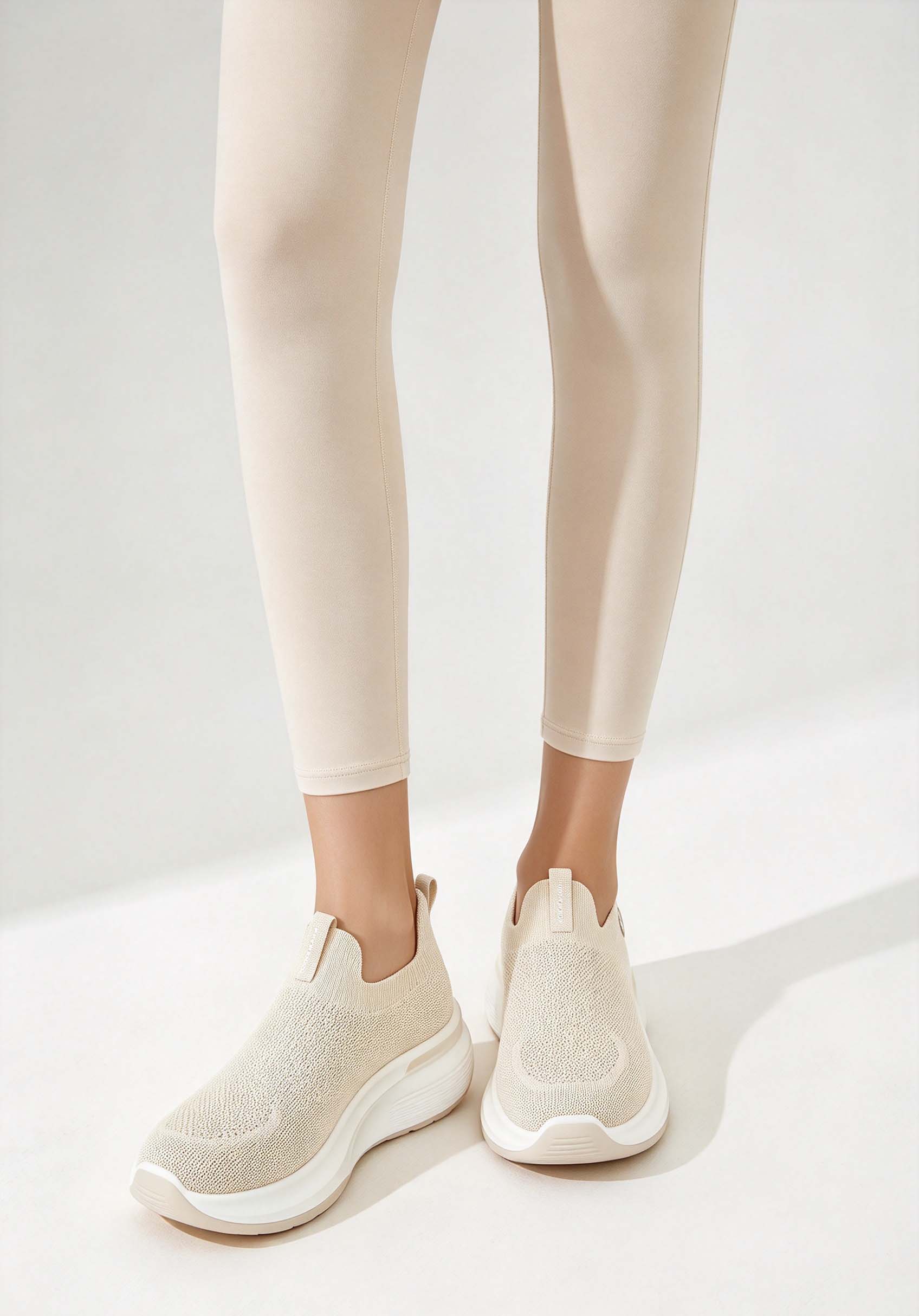 Women's Knit Platform Walking  - Knit Fabric Lace Up Sneakers 评论和价格